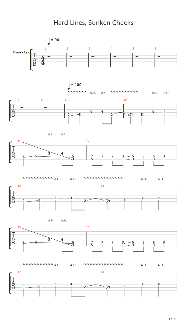 Hard Lines, Sunken Cheeks吉他谱