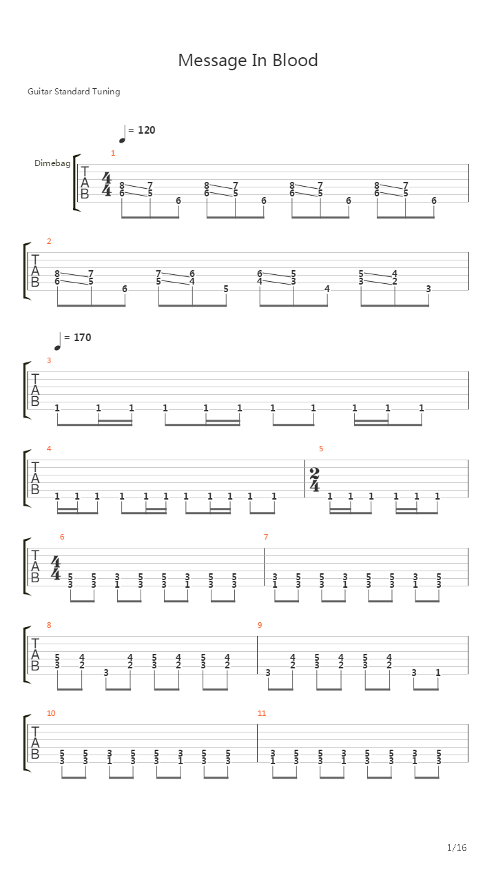 Message In Blood吉他谱