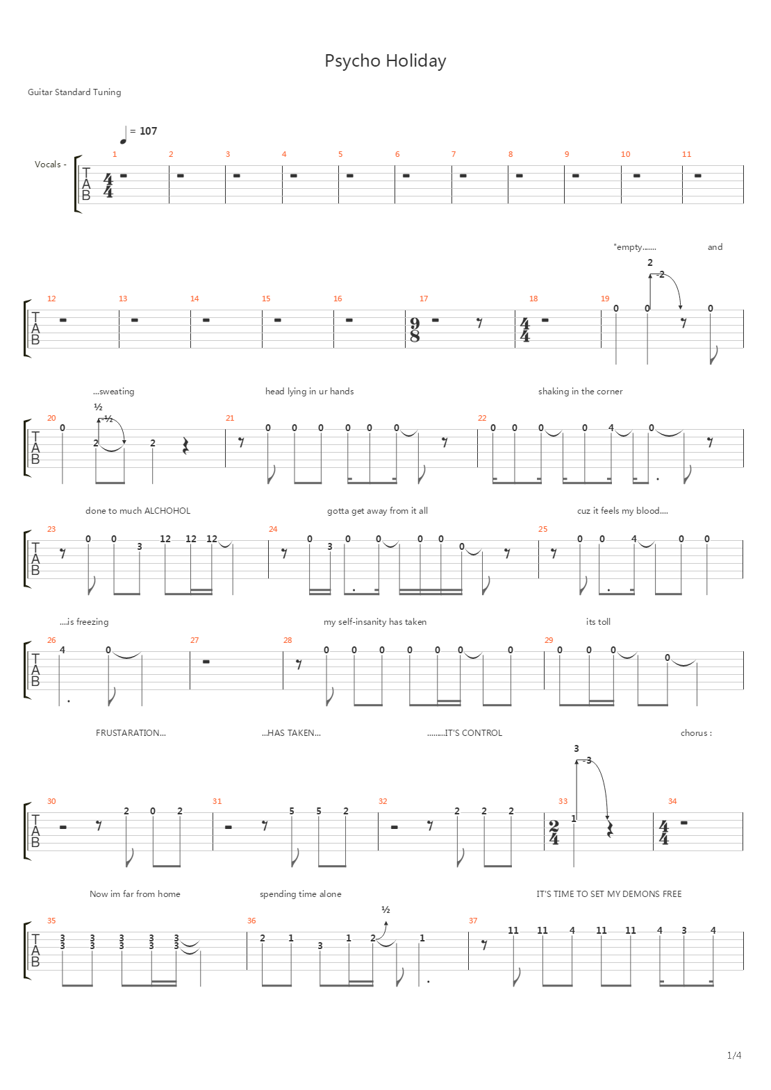 Psycho Holiday吉他谱