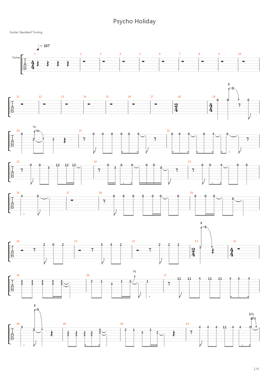 Psycho Holiday吉他谱