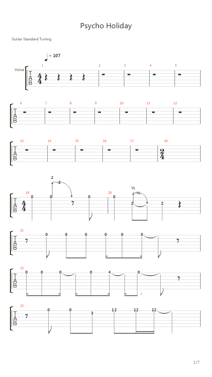 Psycho Holiday吉他谱