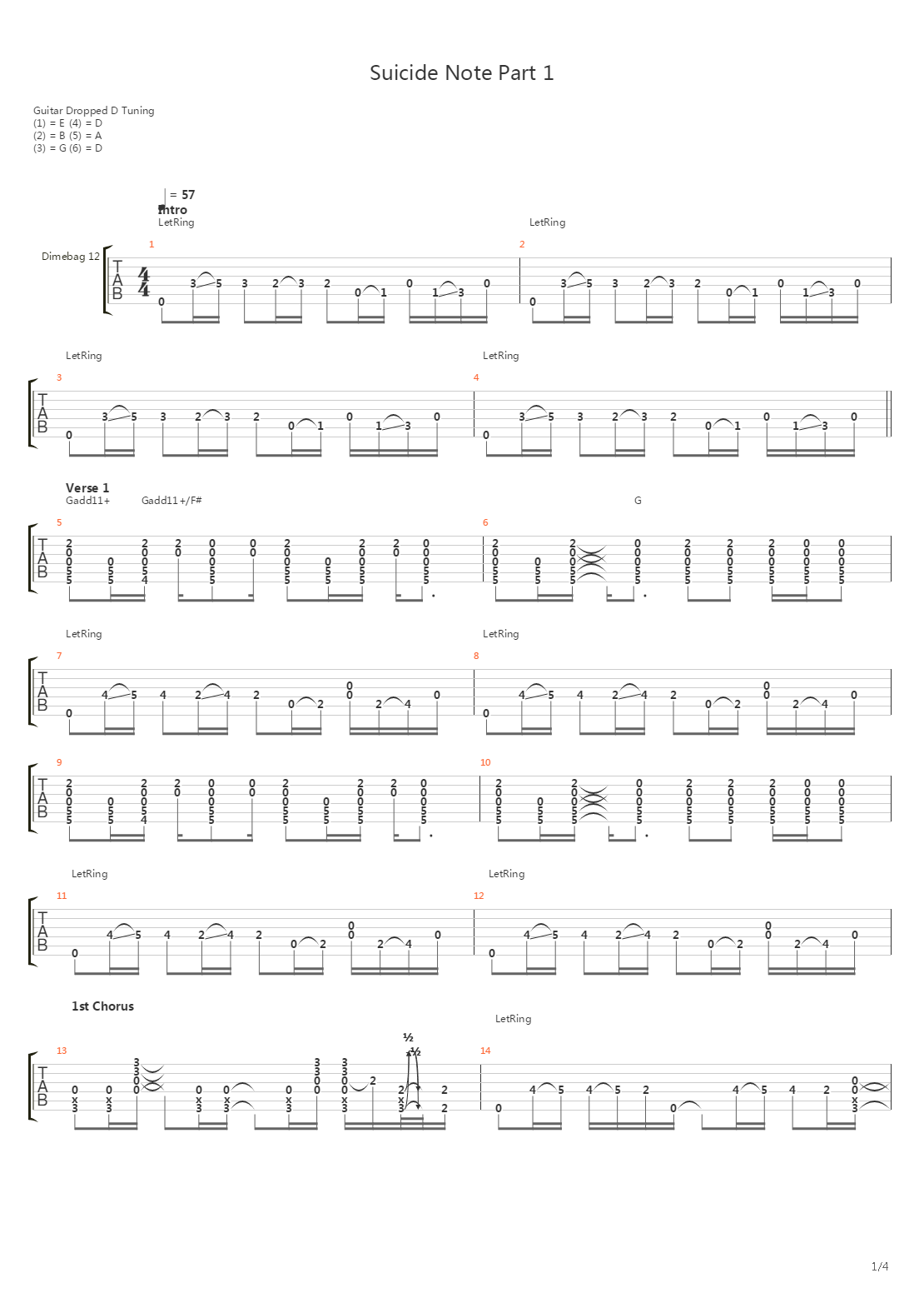 Suicide Note Part 1吉他谱