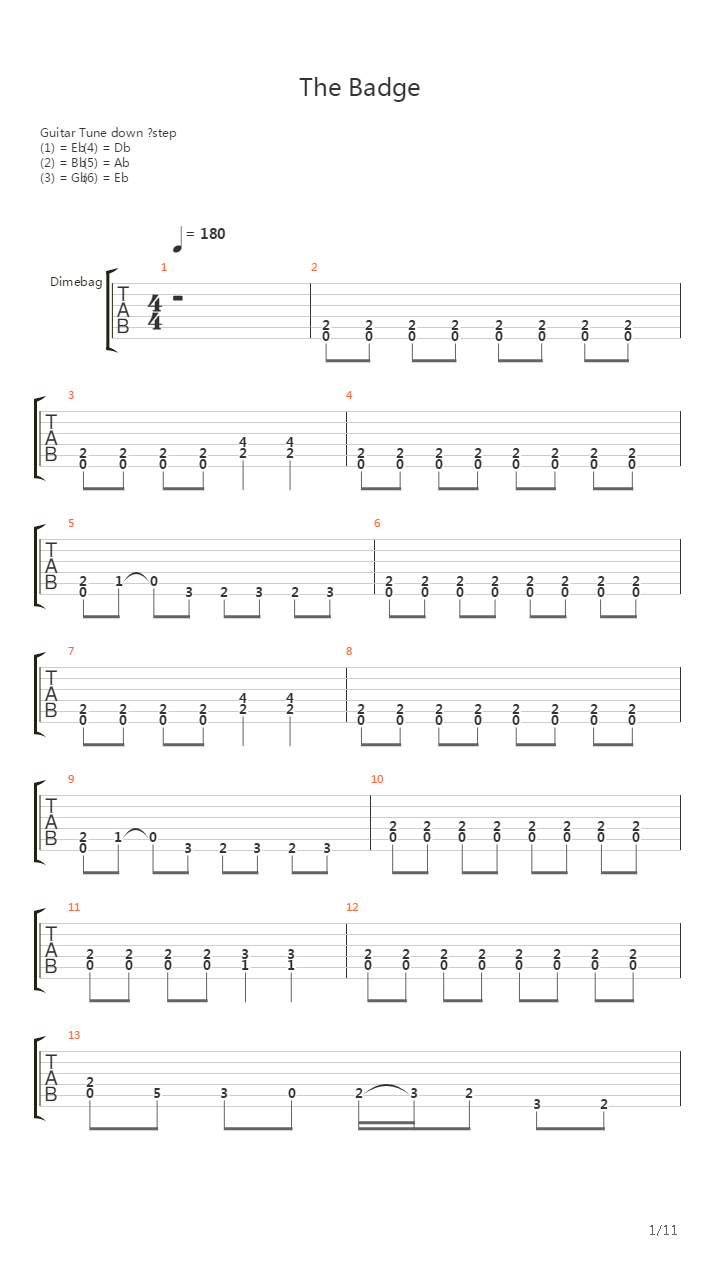 The Badge吉他谱