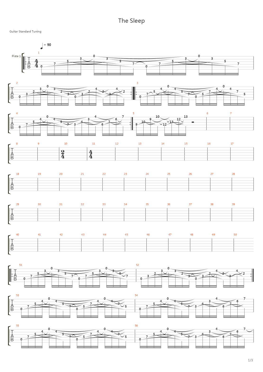 The Sleep吉他谱