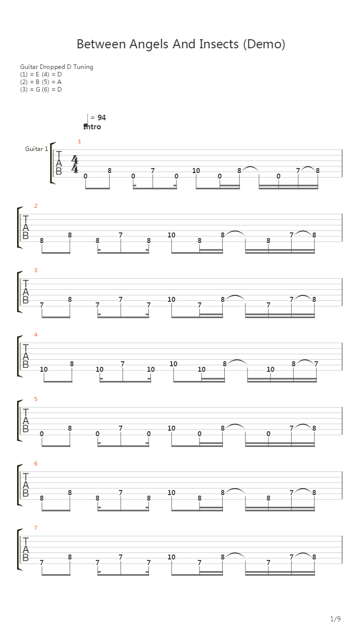 Between Angels And Insects (Demo)吉他谱