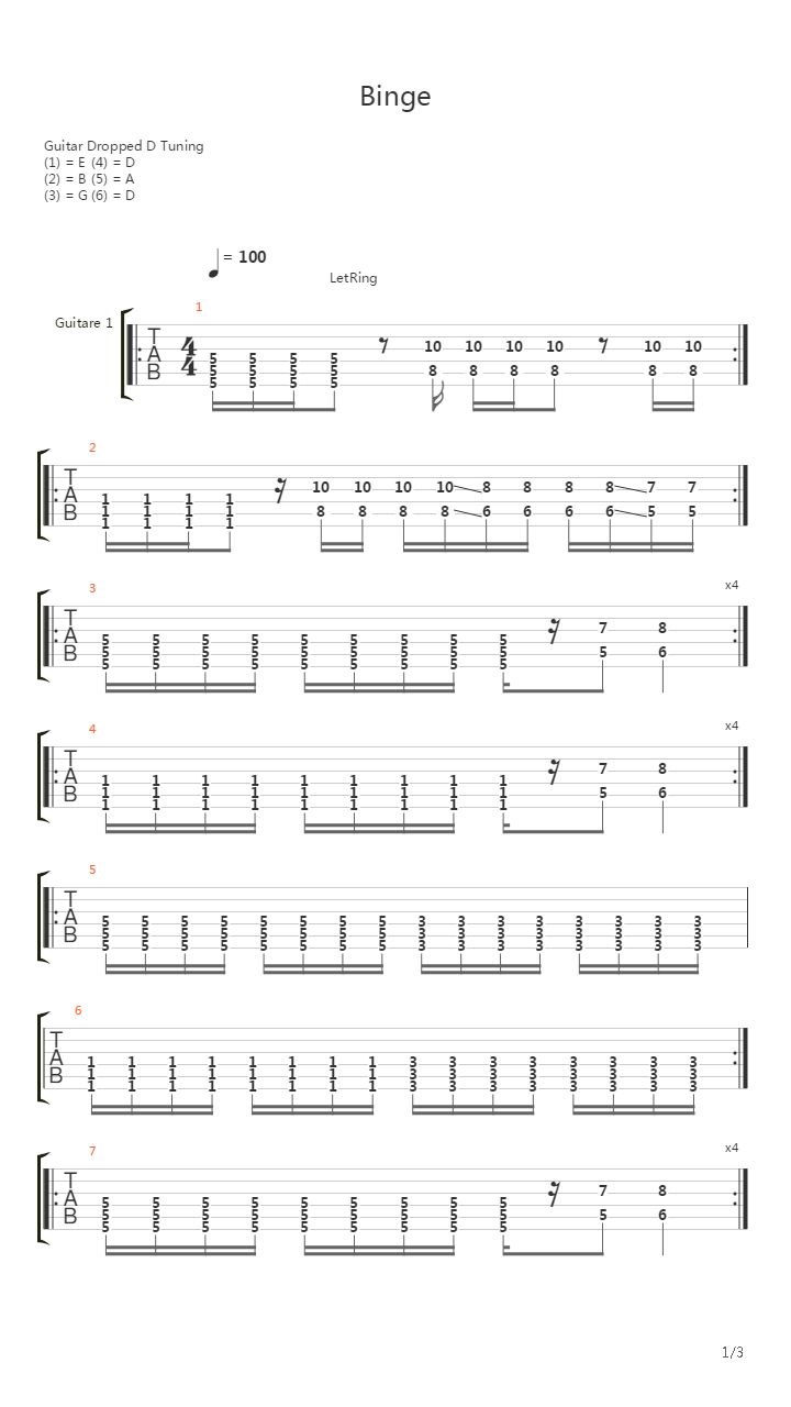 Binge吉他谱