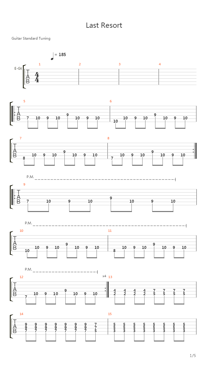 Last Resort吉他谱