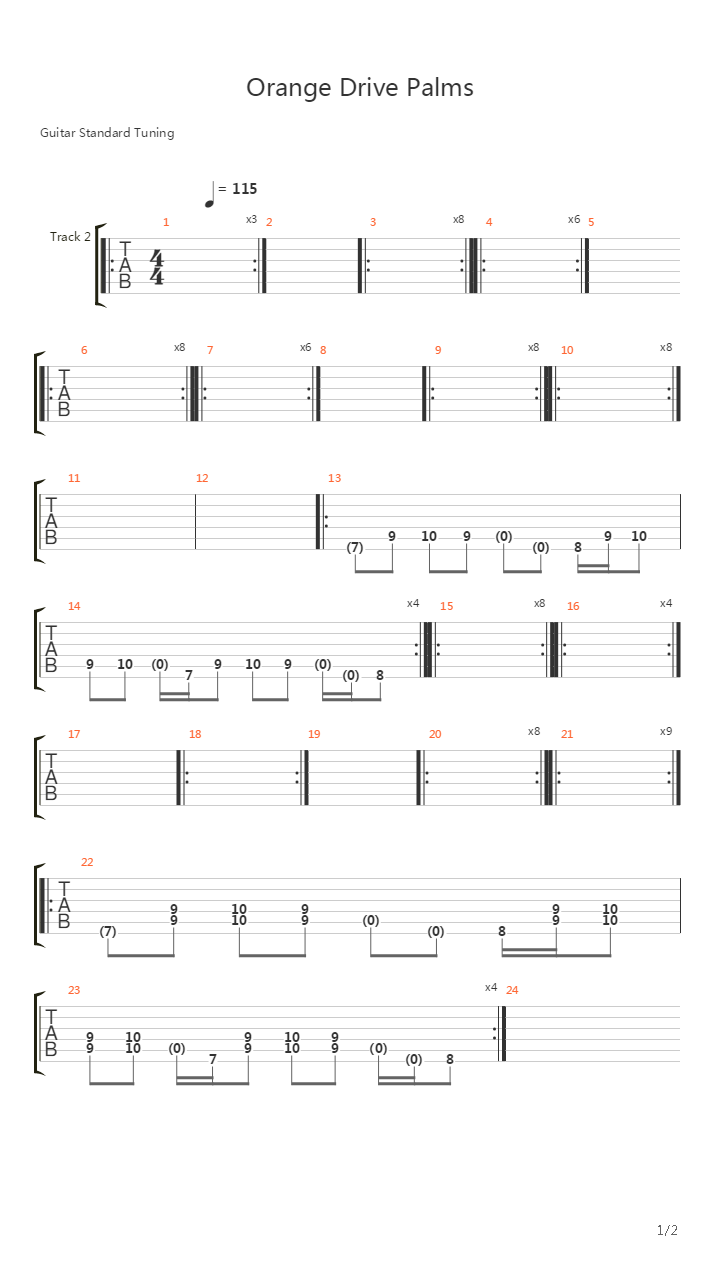 Orange Drive Palms吉他谱