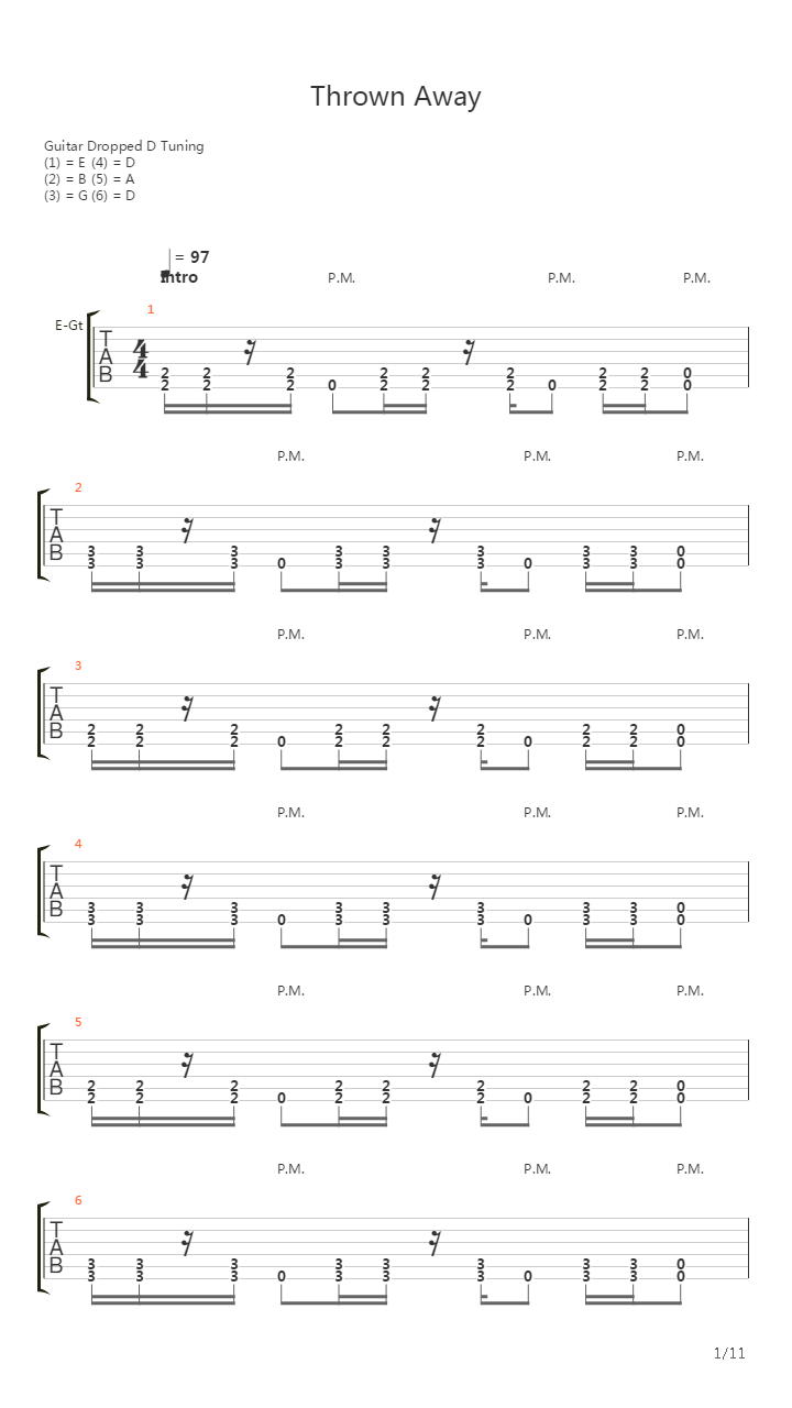 Thrown Away吉他谱