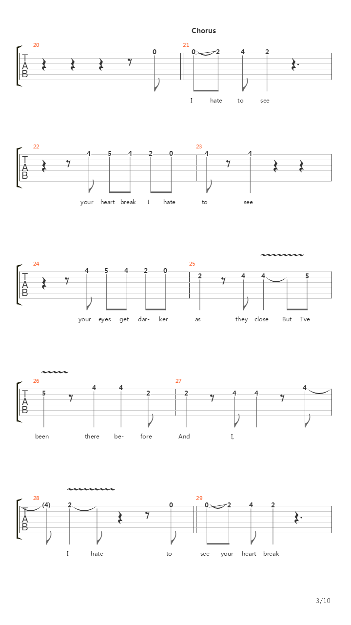 Hate To See Your Heart Break Acoustic吉他谱