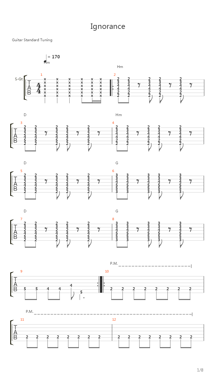Ignorance (Acoustic)吉他谱