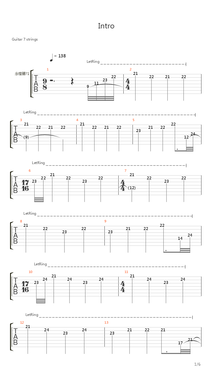 Intro吉他谱