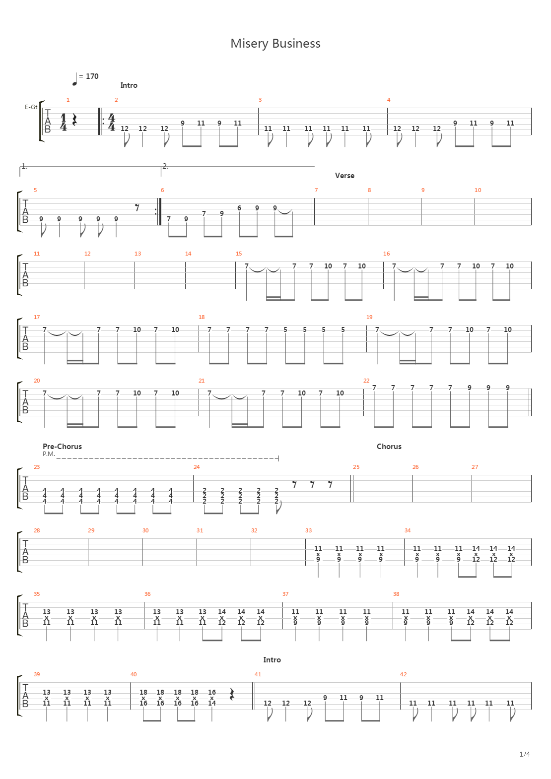 Misery Business吉他谱