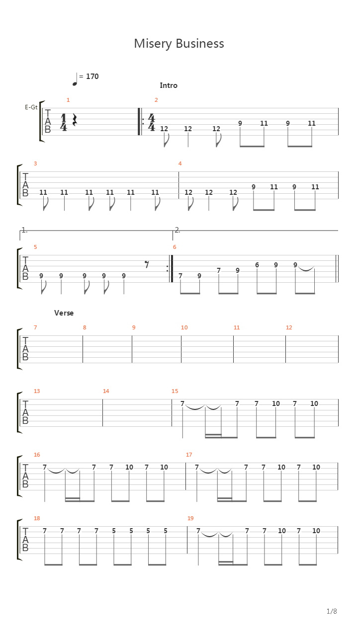 Misery Business吉他谱