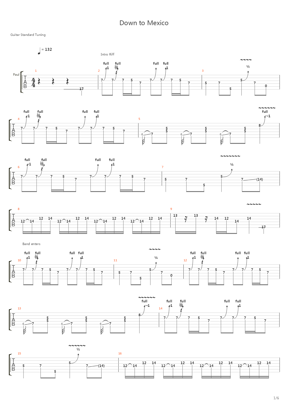 Down To Mexico from IntenseRock2吉他谱