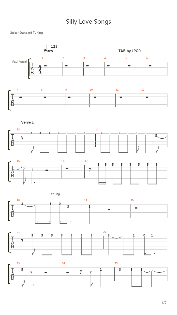 Silly Love Songs吉他谱