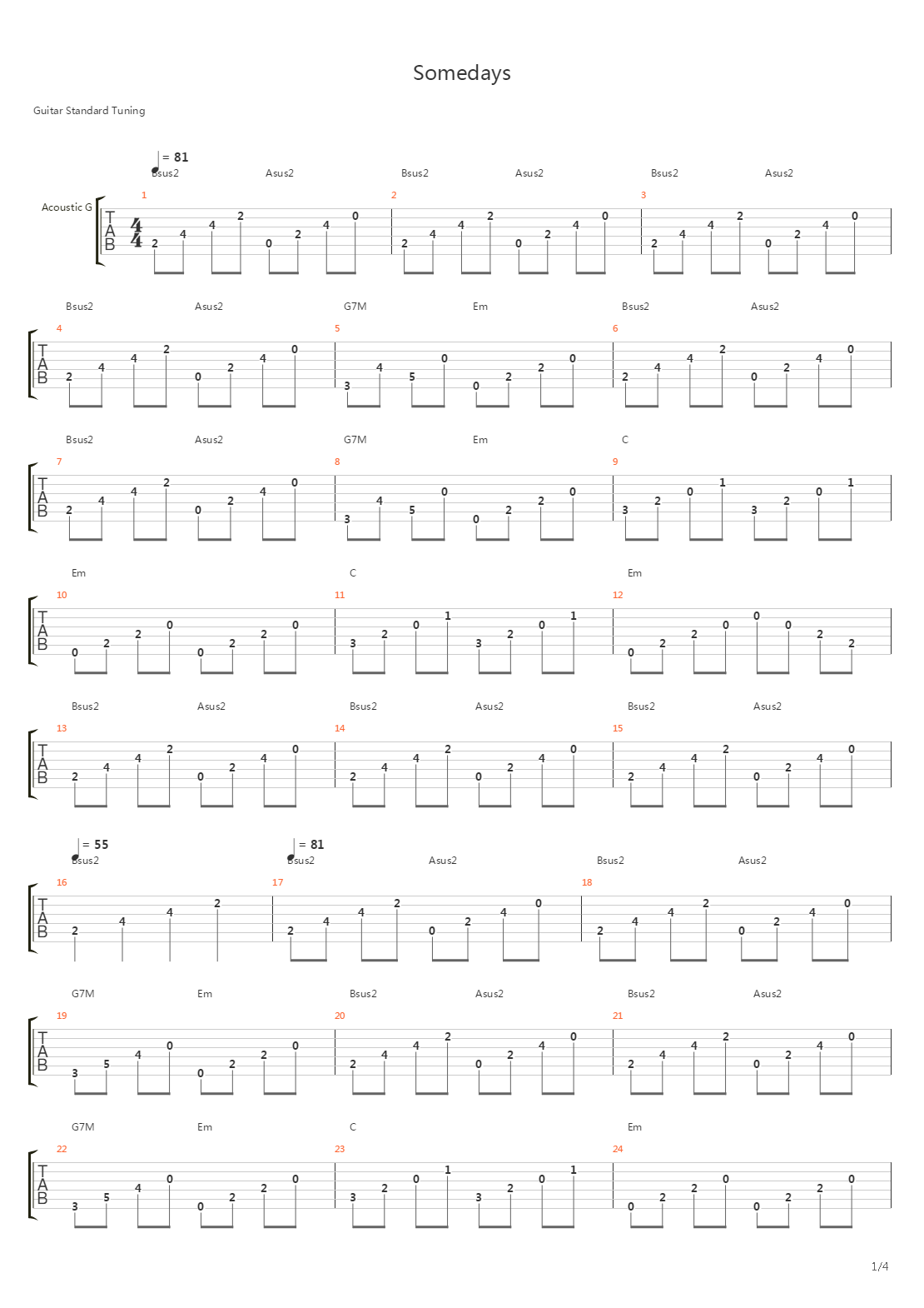 Somedays吉他谱