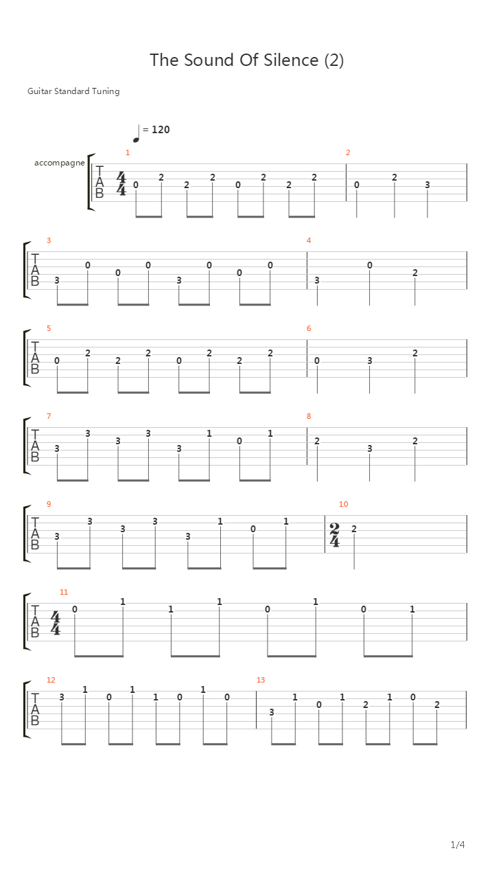 Sounds Of Silence吉他谱