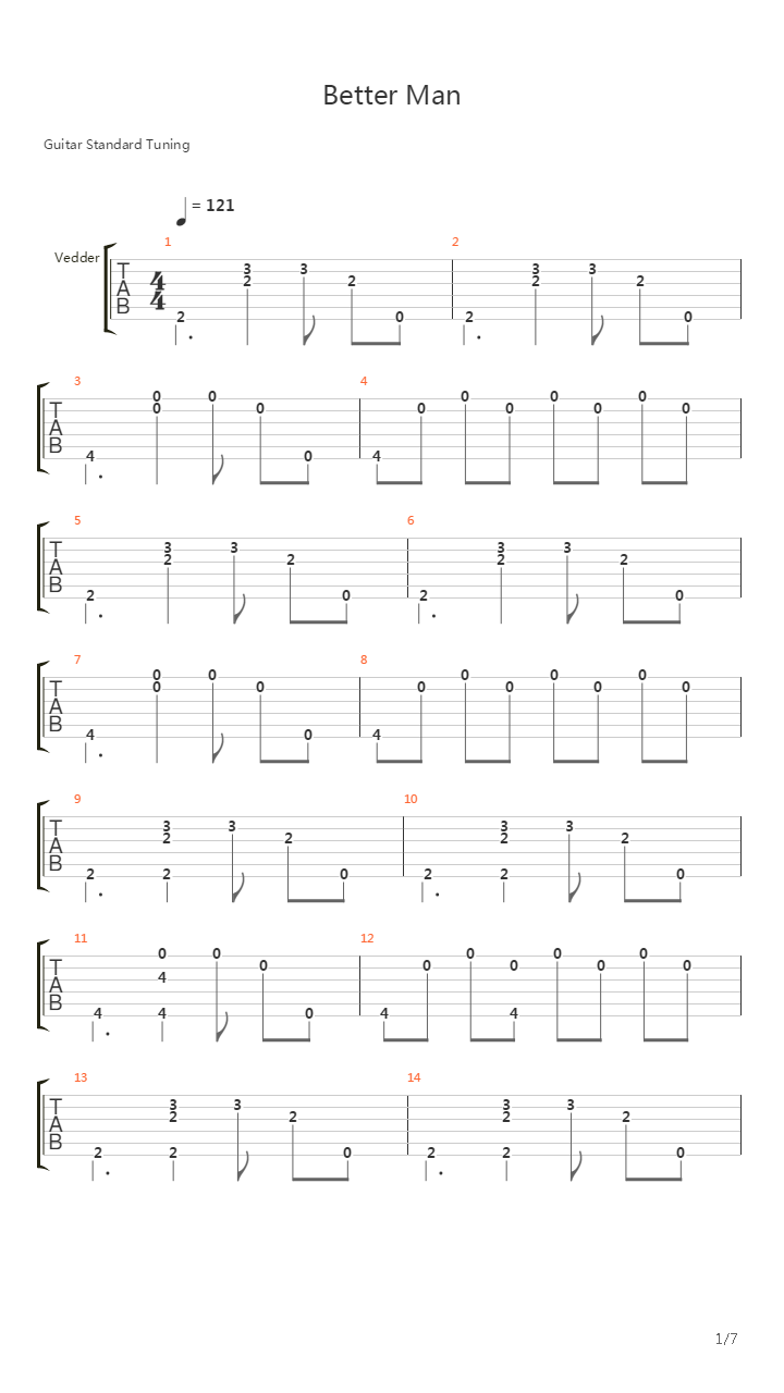 Better Man吉他谱