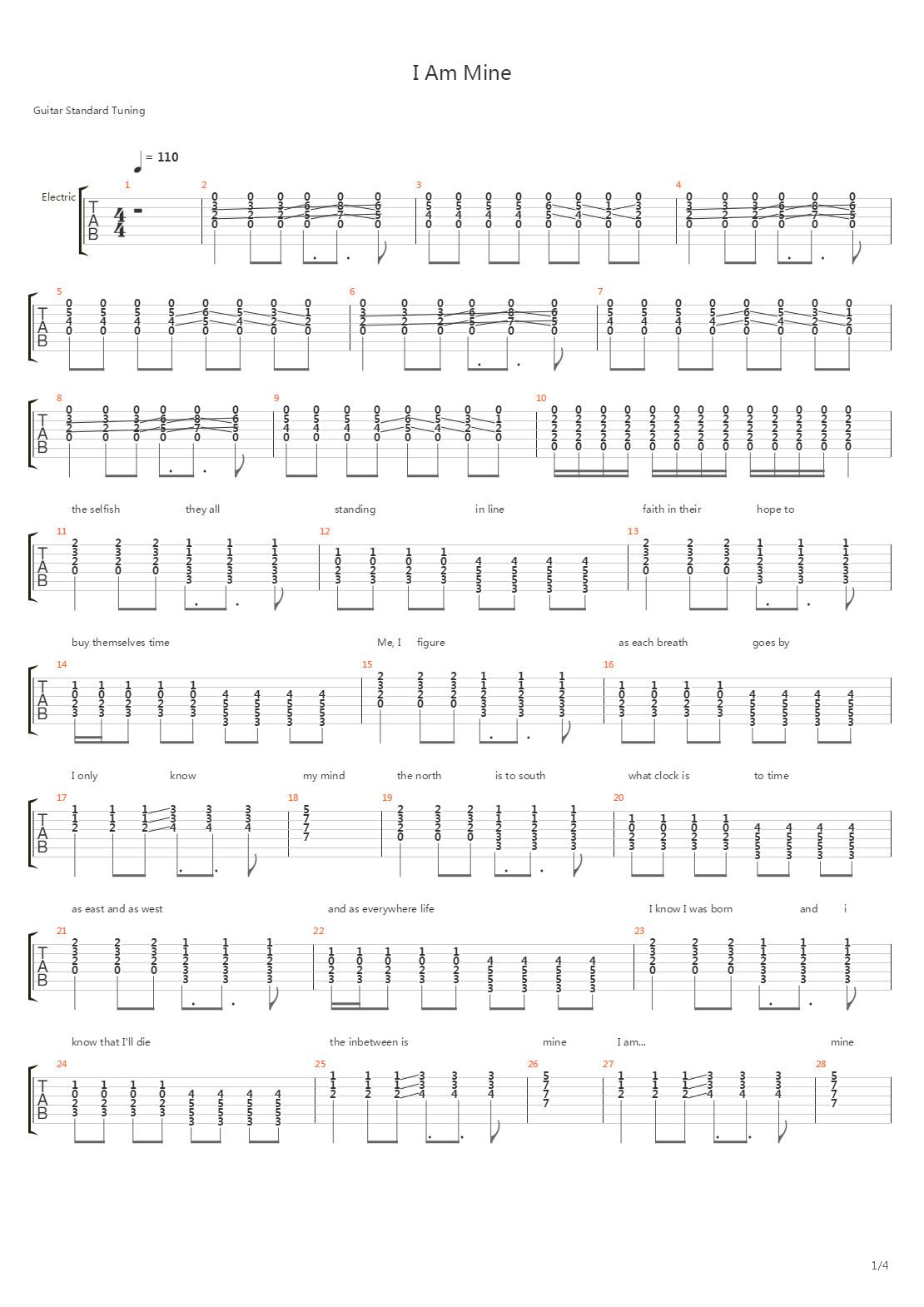 I Am Mine吉他谱
