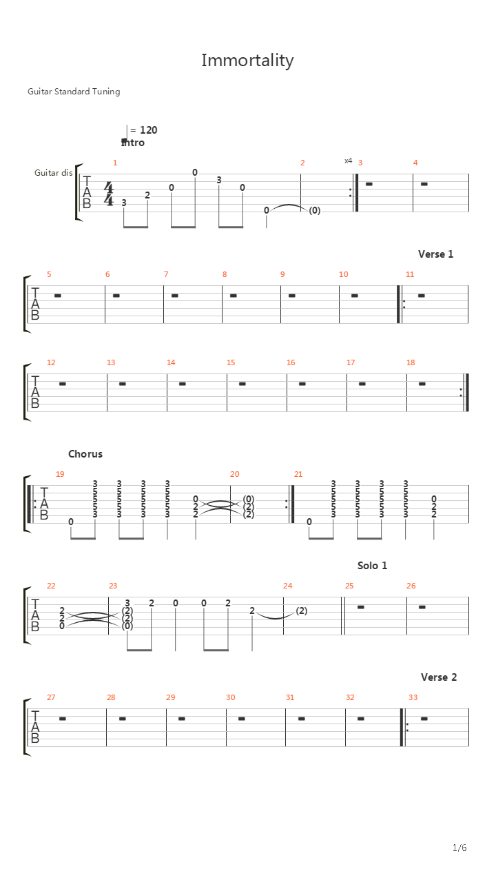 Immortality吉他谱