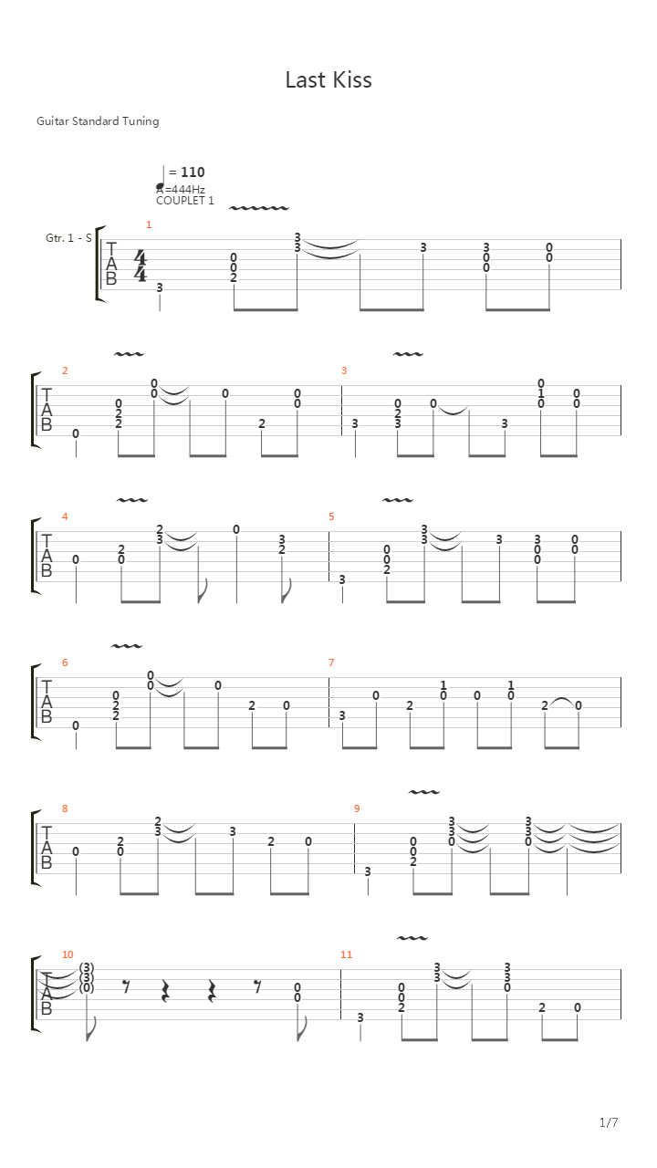 Last Kiss吉他谱