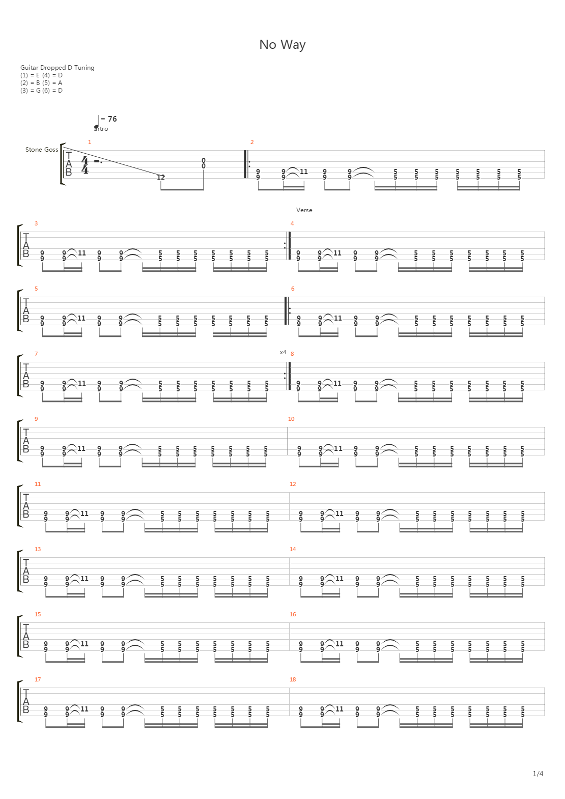 No Way吉他谱