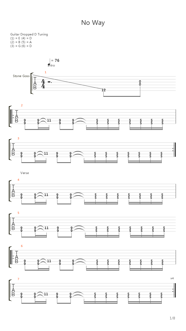 No Way吉他谱