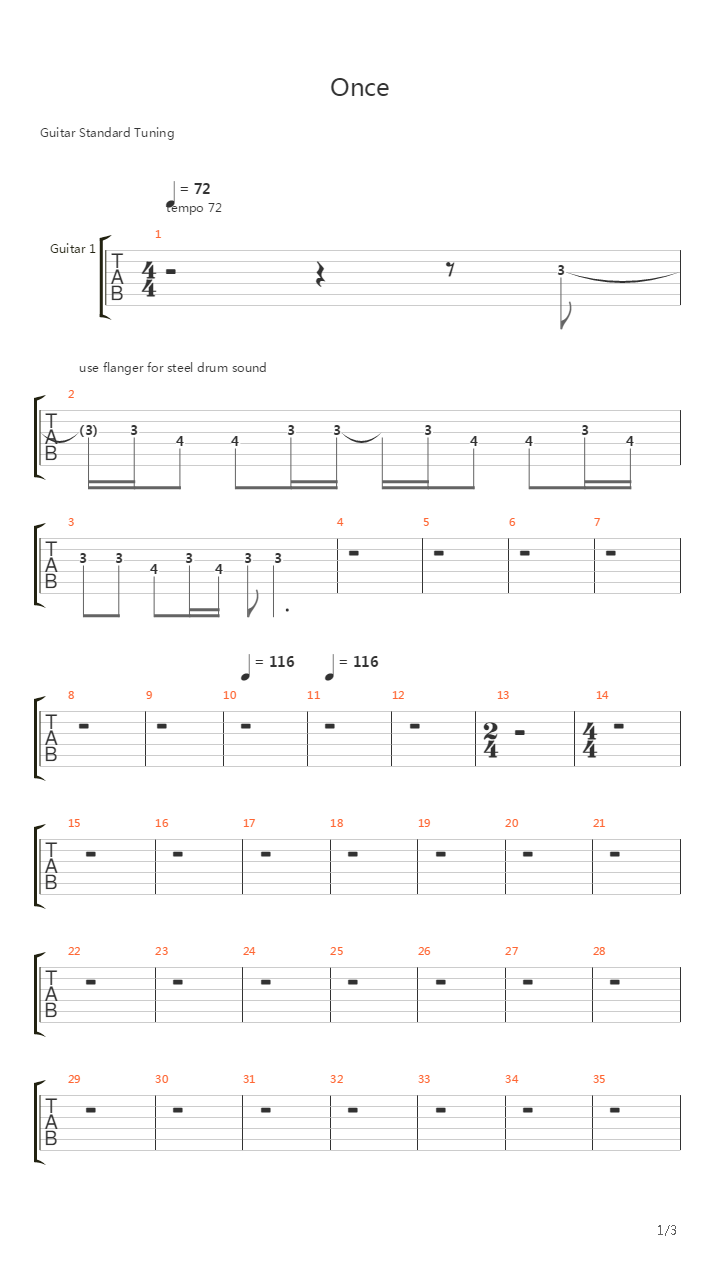 Once吉他谱