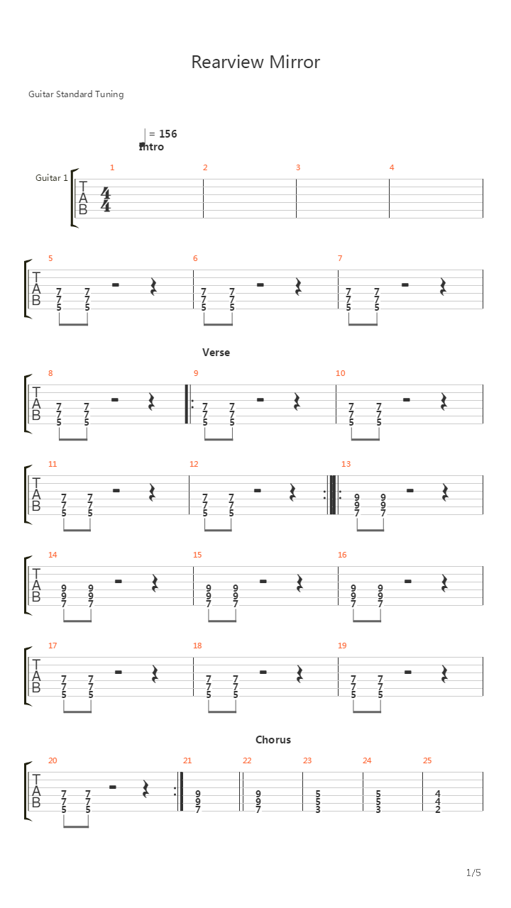RearView Mirror吉他谱