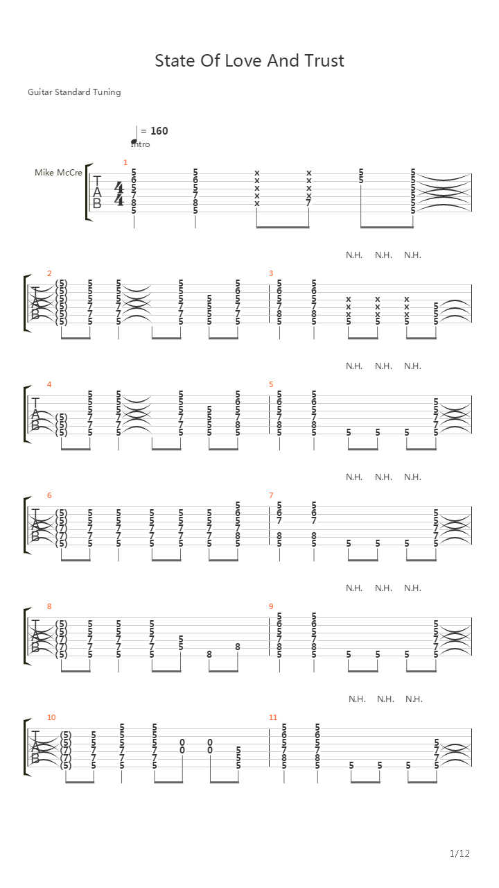 State Of Love And Trust吉他谱