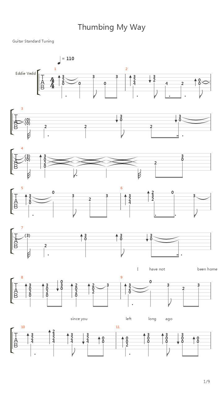Thumbing My Way吉他谱