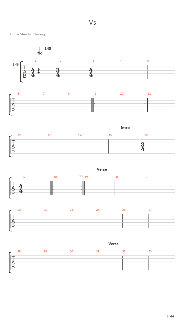 Vs吉他谱