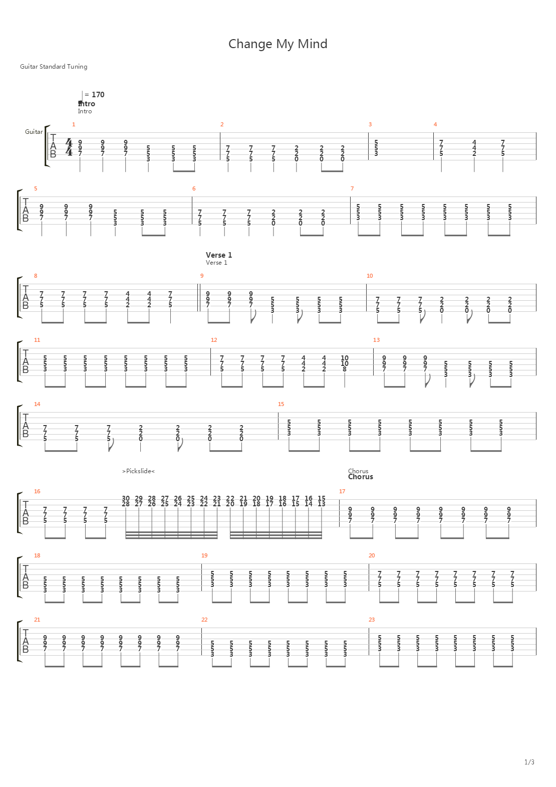 Change My Mind吉他谱
