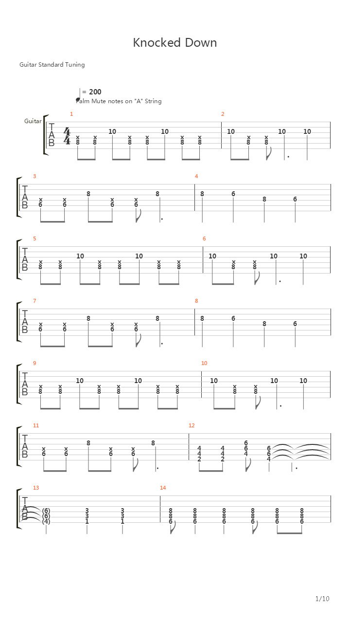 Knocked Down吉他谱