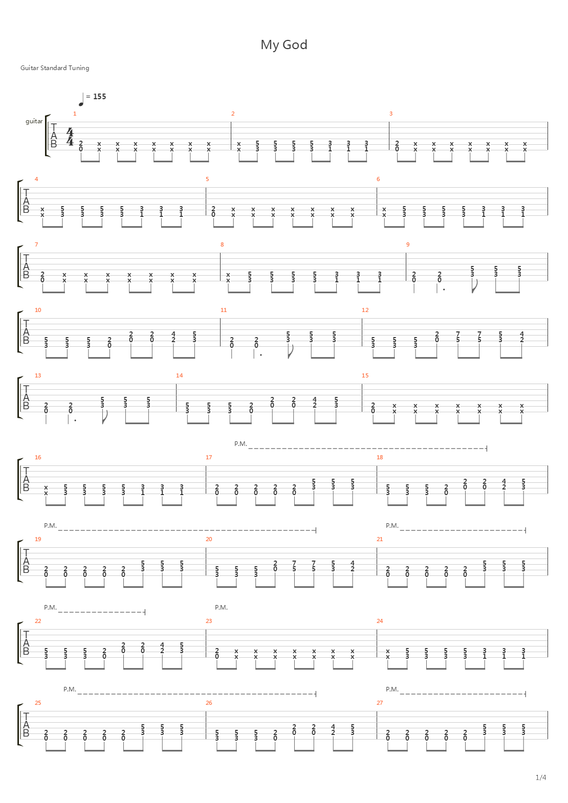 My God吉他谱