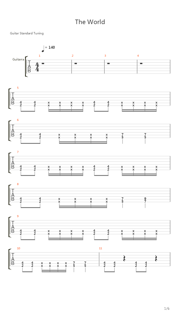 The World吉他谱