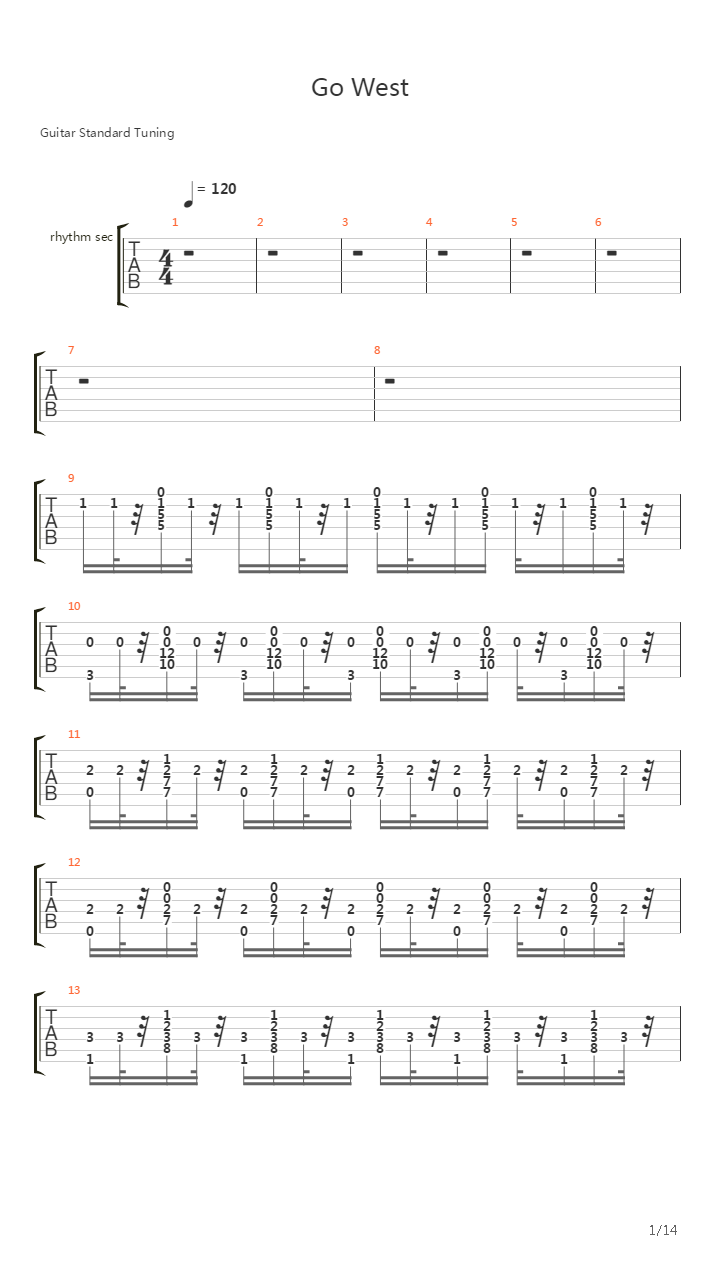 Go West吉他谱