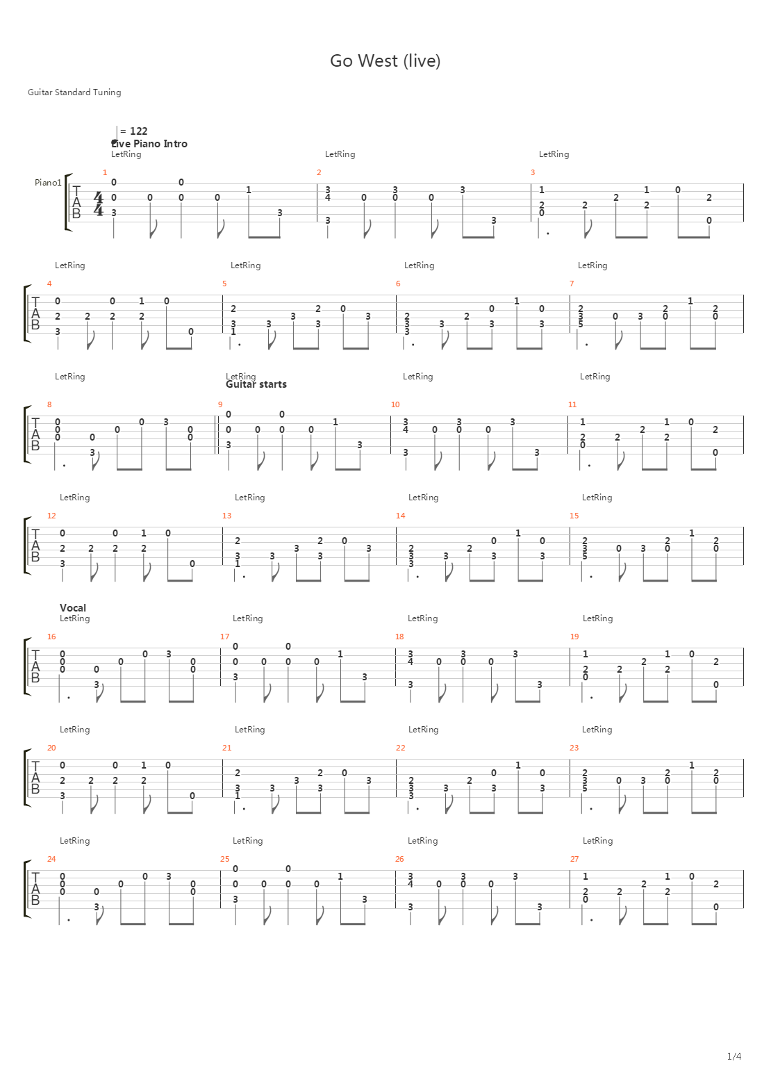 Go West吉他谱