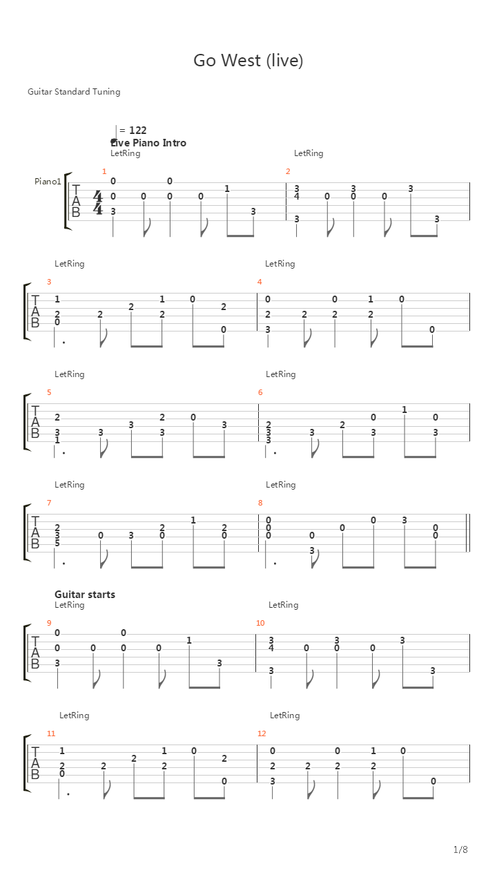 Go West吉他谱