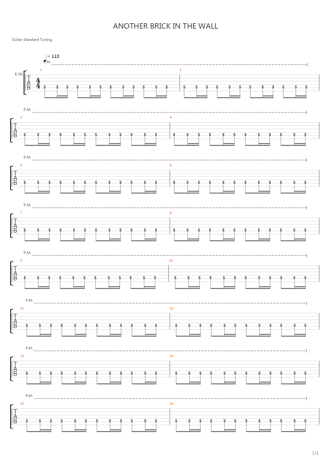 Another Brick In The Wall (Part 3)吉他谱