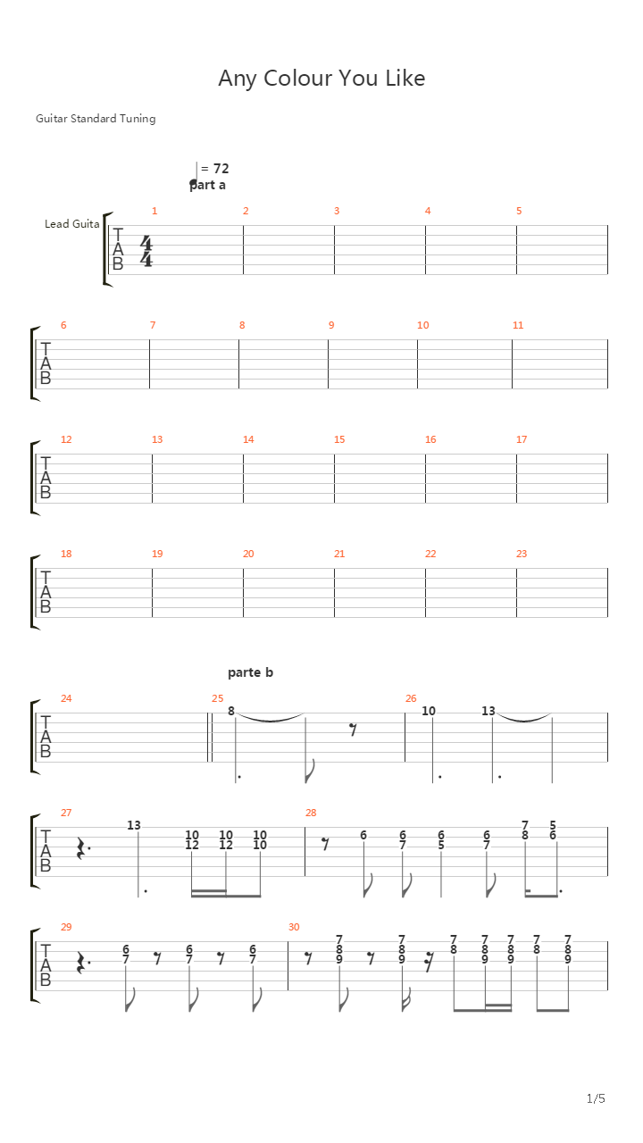 Any Colour You Like吉他谱