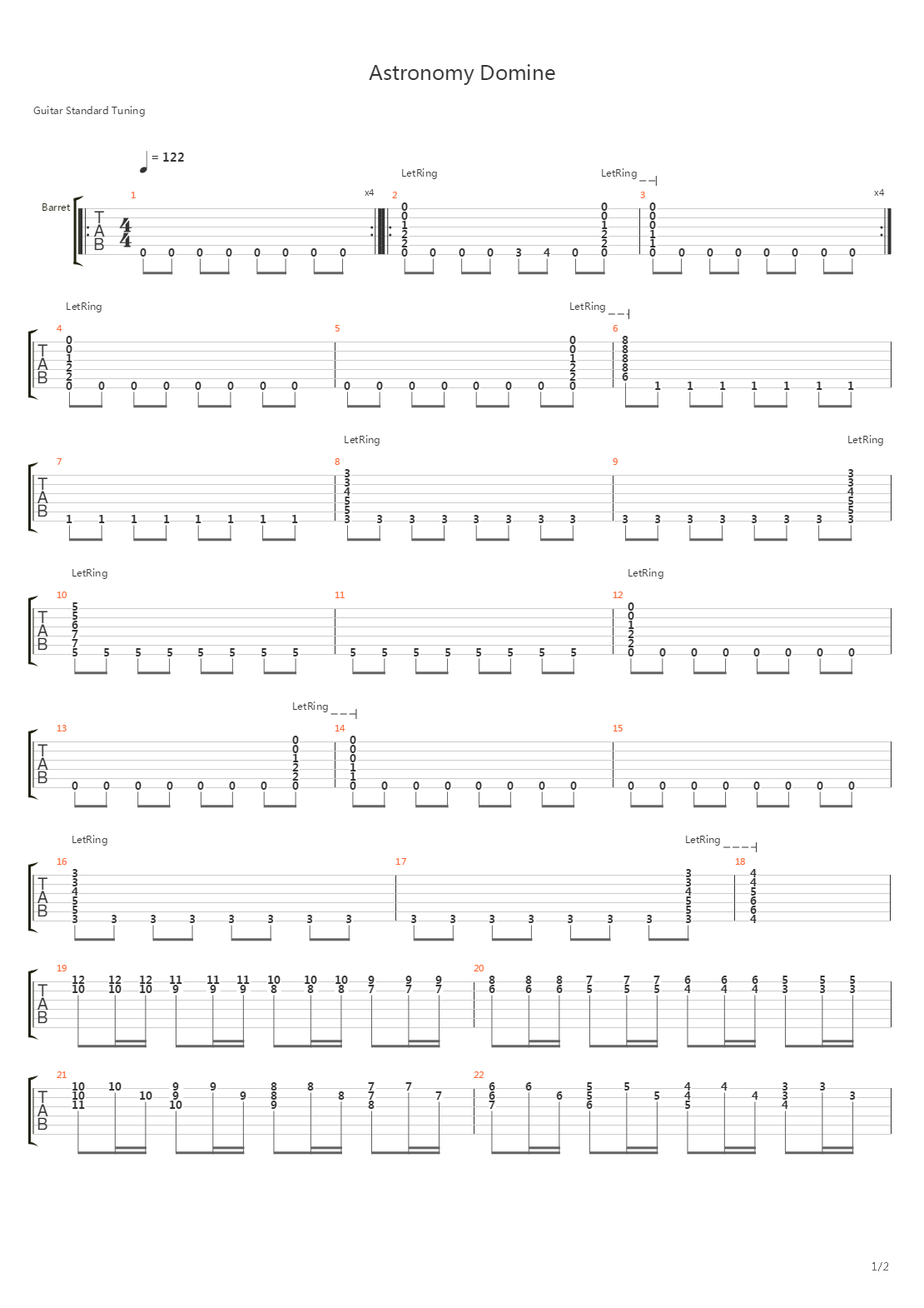 Astronomy Domine吉他谱