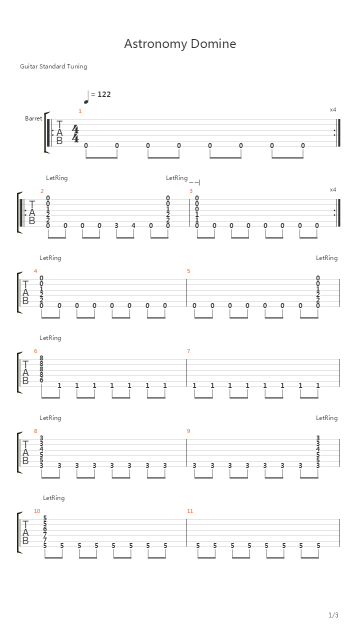 Astronomy Domine吉他谱