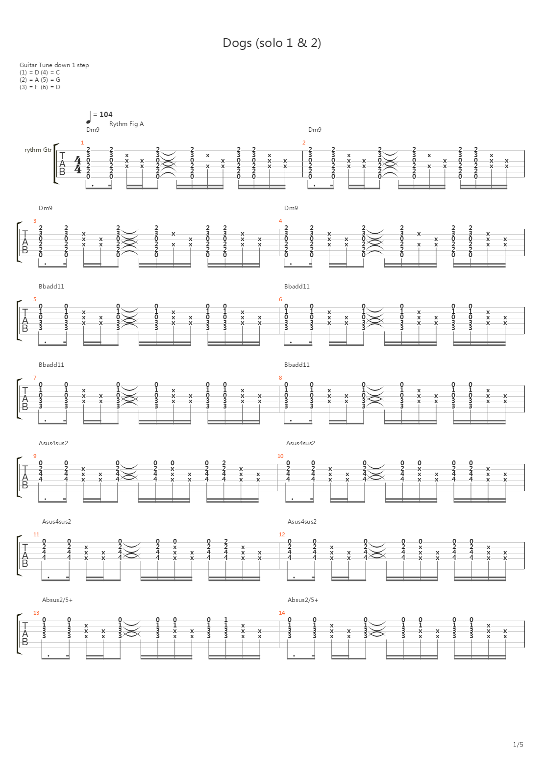 Dogs (Solo 1&2)吉他谱