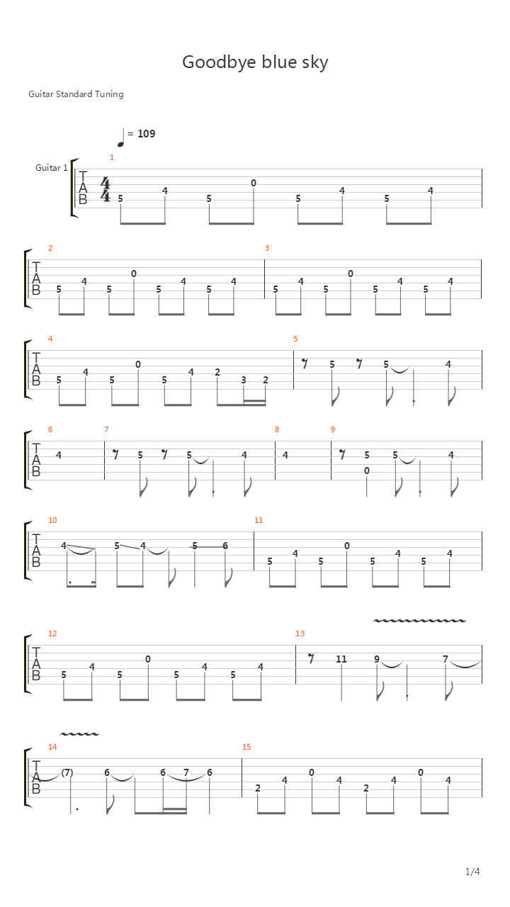 Goodbye blue sky吉他谱
