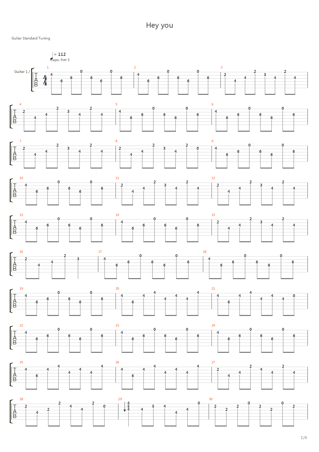 Hey you吉他谱