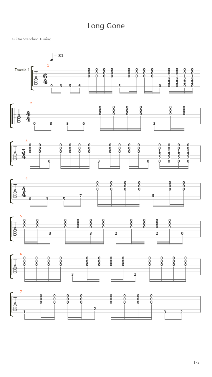 Long Gone吉他谱