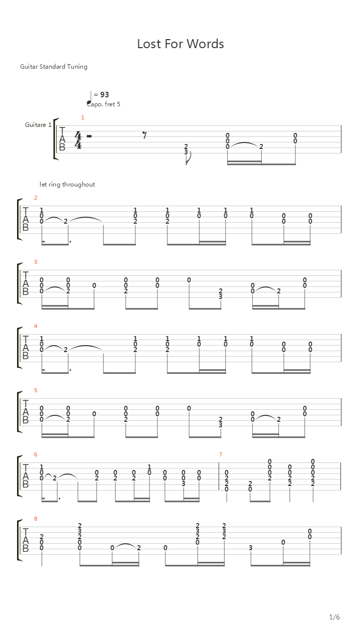 Lost For Words吉他谱