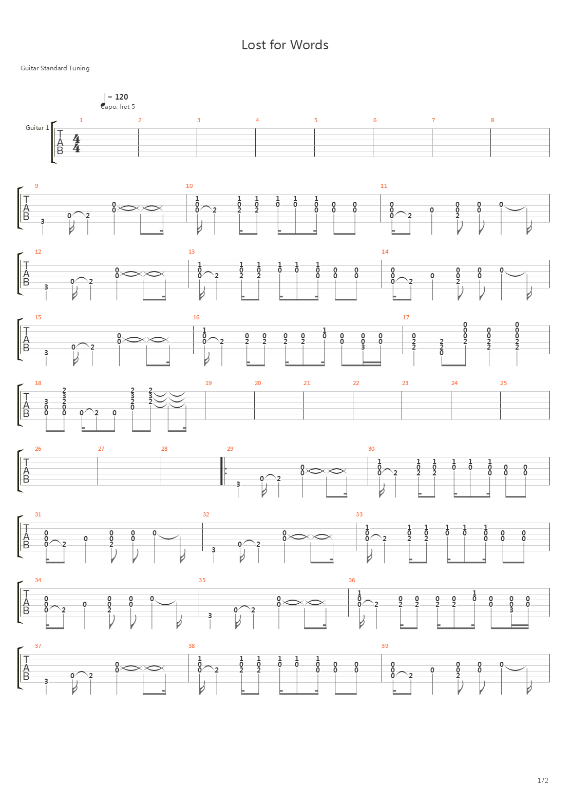 Lost for Words吉他谱